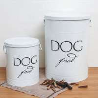 Hot Sale White Round Metal pet food storage container